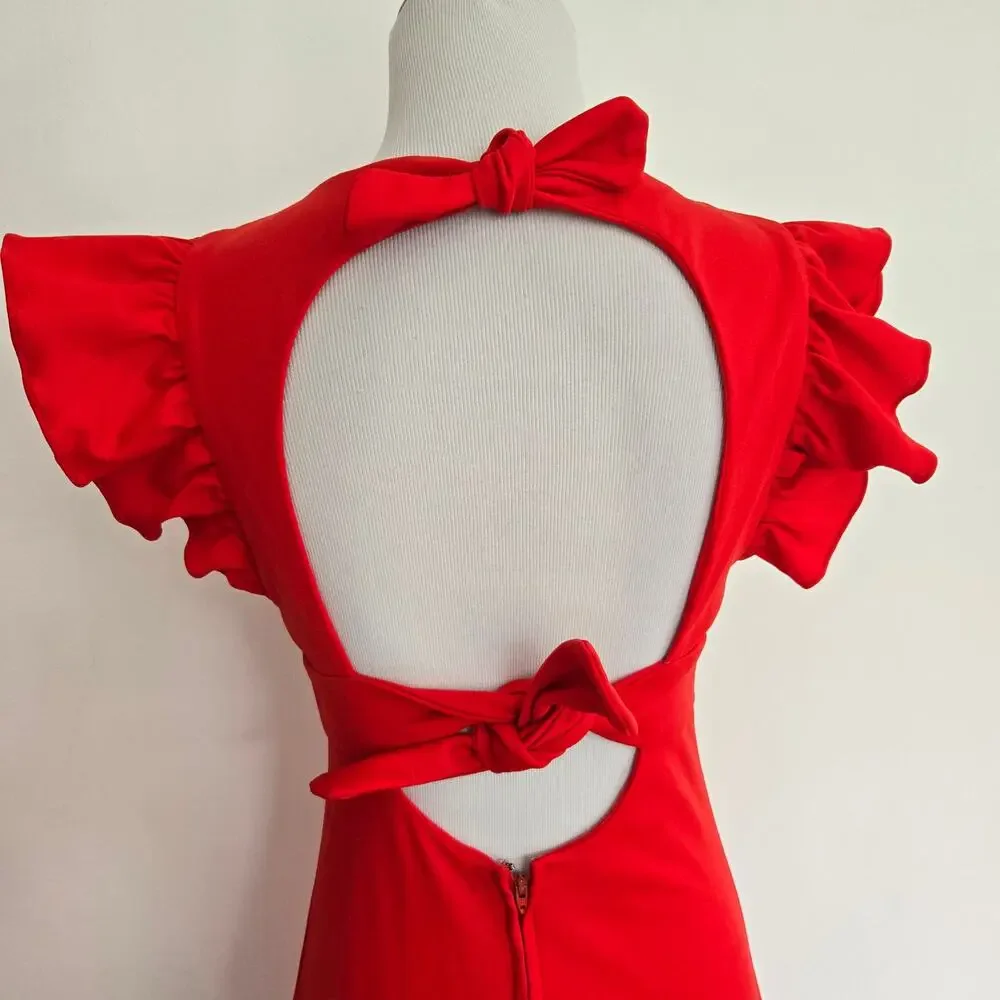 Vintage 70s Jack Hartley Babydoll Maxi Dress Open Back Event Wedding Women Small - Picture 5 of 10